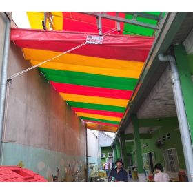 Mái xếp di động sân trường mầm non tại Bình Dương