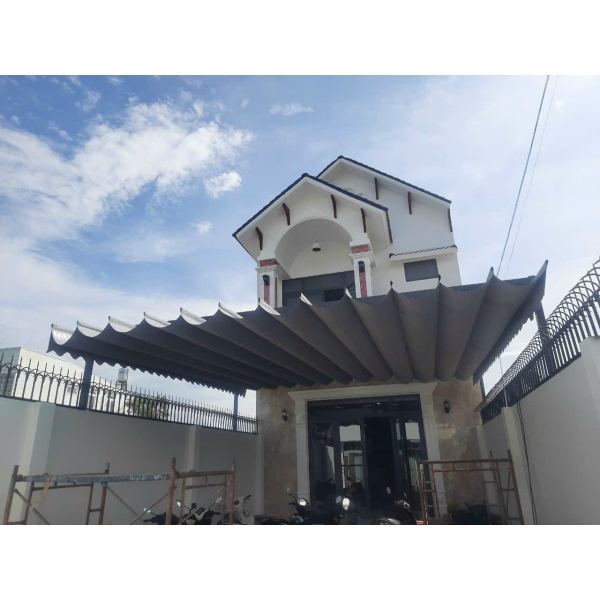Mái xếp Phương Nam đã thi công bàn giao mái xếp giá rẻ che sân tại Hội Nghĩa Tân Uyên Bình Dương