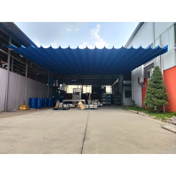 Mái xếp Phương Nam đã thi công bàn giao mái xếp di động che sân kho tại  ấp 2 hội nghĩa tân uyên bình dương