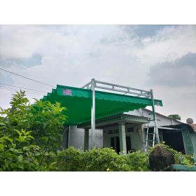Mái che Phương Nam chuyên thi công bạt che giá rẻ, Mái xếp lượn sóng che sân vườn